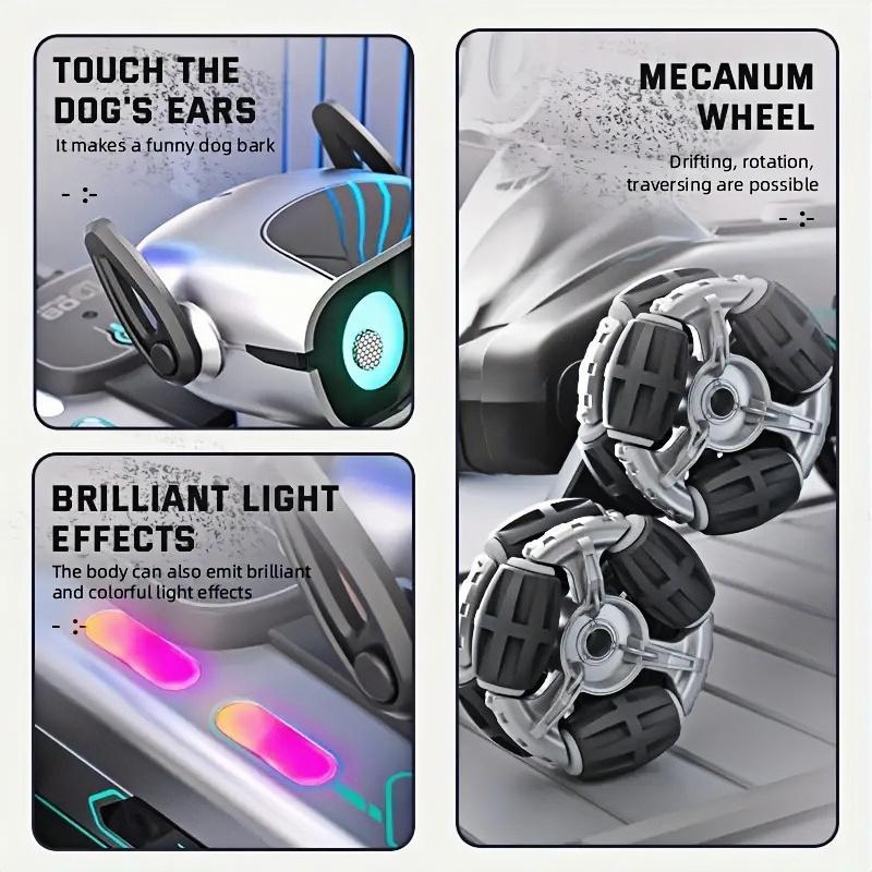 Silver Eight-wheel Stunt Dual Remote Control Robot Dog