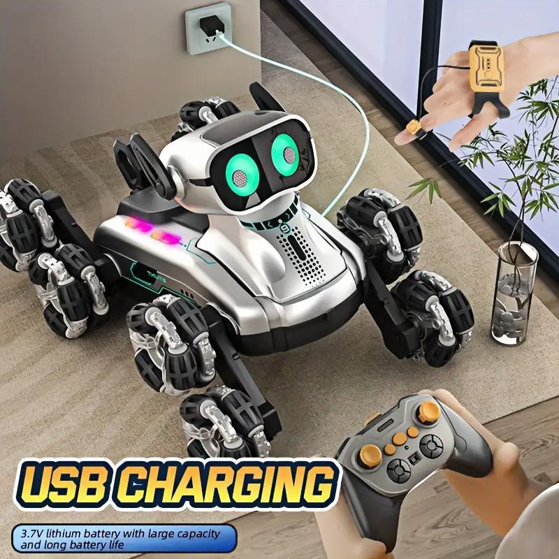 Silver Eight-wheel Stunt Dual Remote Control Robot Dog