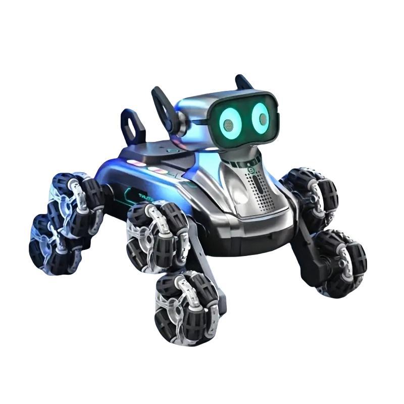 Silver Eight-wheel Stunt Dual Remote Control Robot Dog