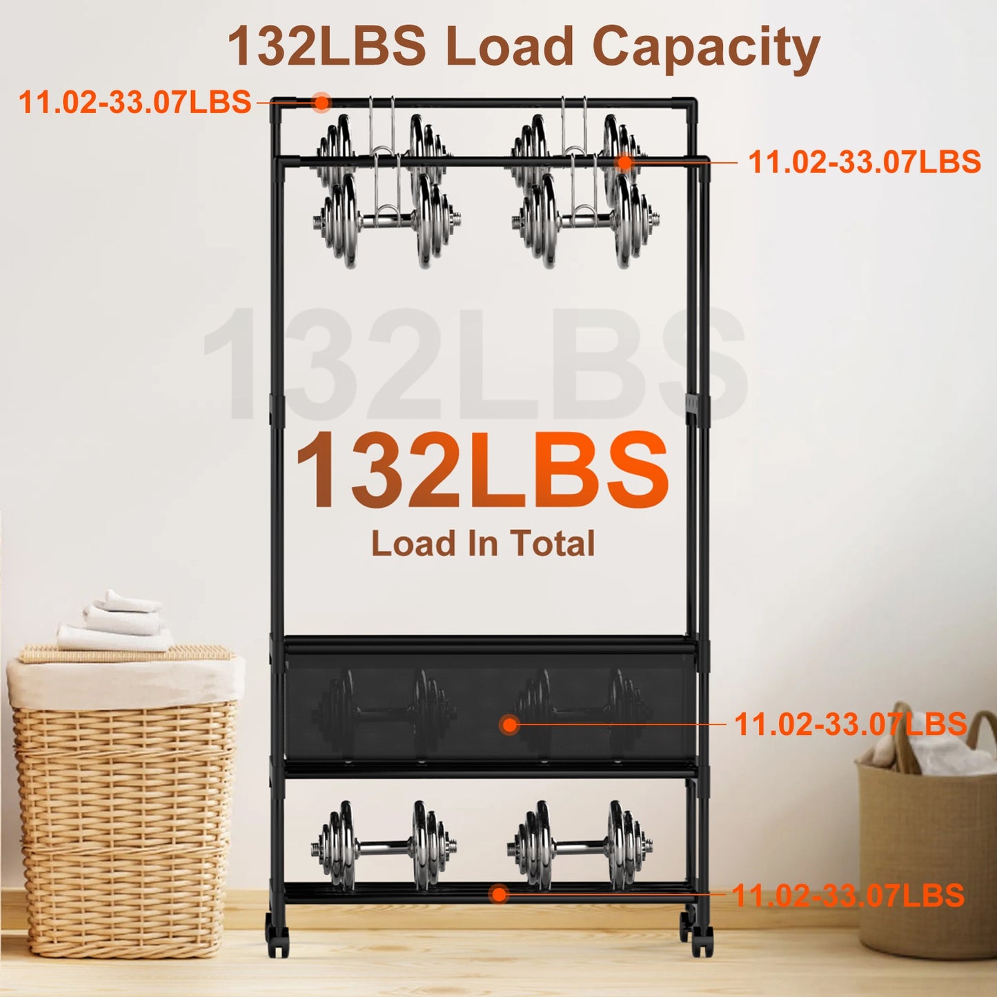 1Pc Double Rods Garment Rack With Storage Bag Portable Clothing Rack With Shelves Lockable Wheels Small Portable Closet Storage Bag Height Adjustable