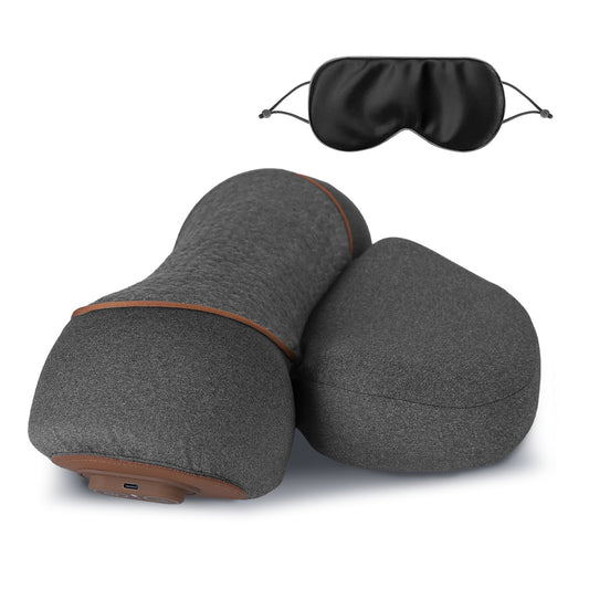 1 Set 3 In 1 Neck Massager Pillow With Vibration Heating Airbag Stretching Memory Foam Fillings Ergonomic Massager With Portable Storage Bag Eye Mask