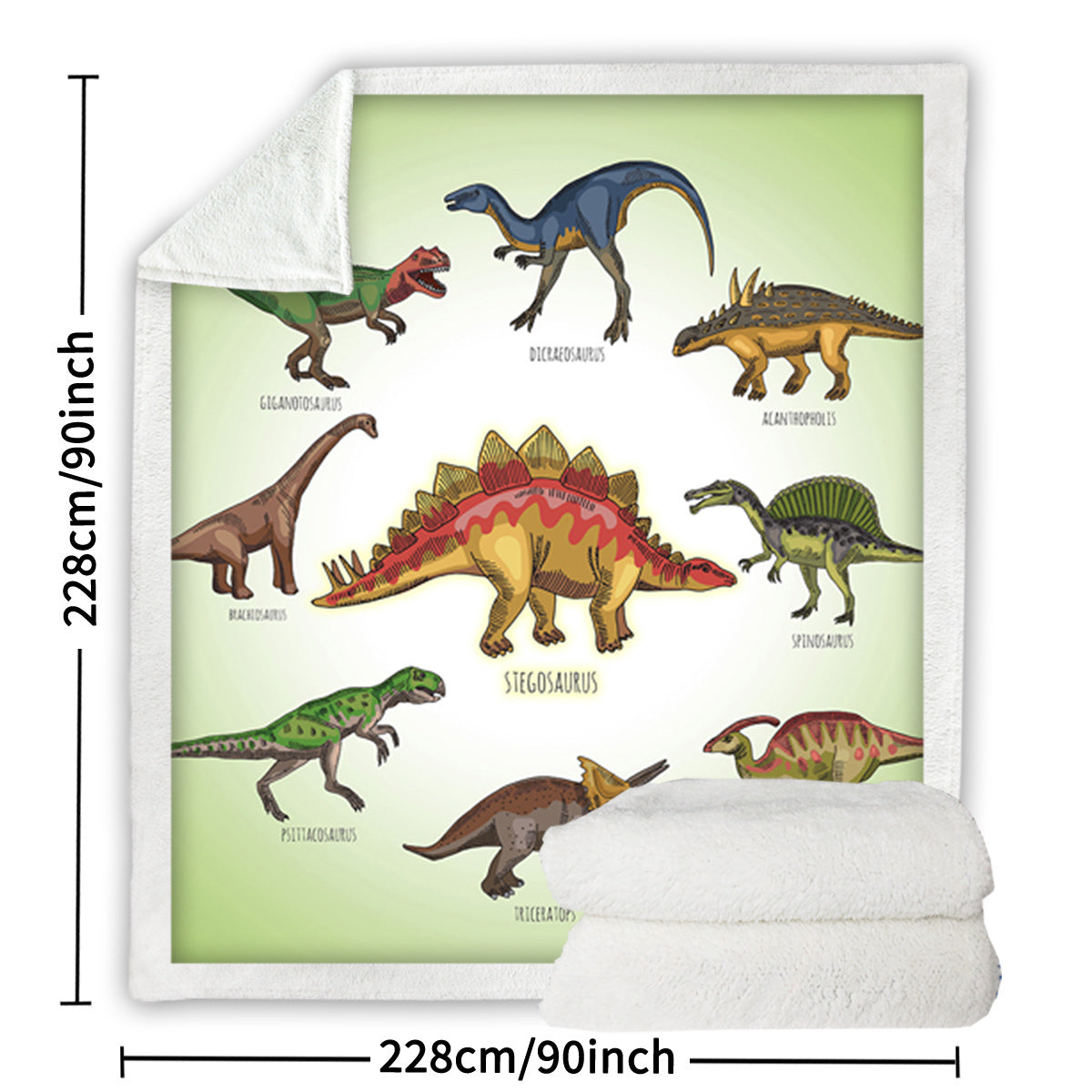Dinosaur Family Sherpa Fleece Throw Blanket For Boys Girls Adults 50x60 , 60x80 Fuzzy Soft Warm Blanket For All Seasons