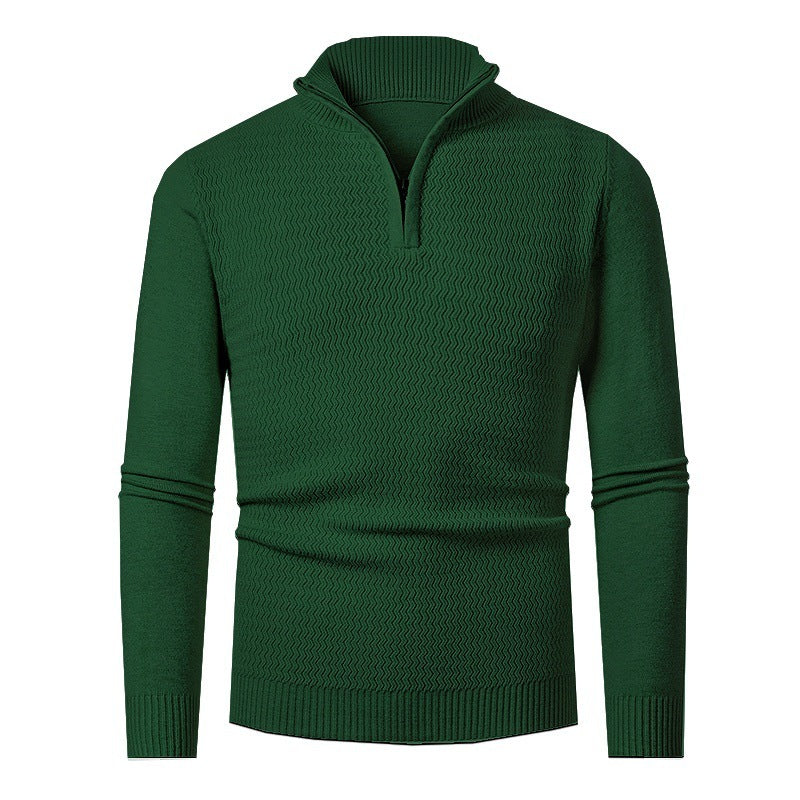 Men's Solid Color Half Zipper Sweater