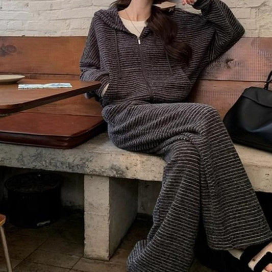 Casual Sweatshirt Wide Leg Pants Two-piece Suit Fashion