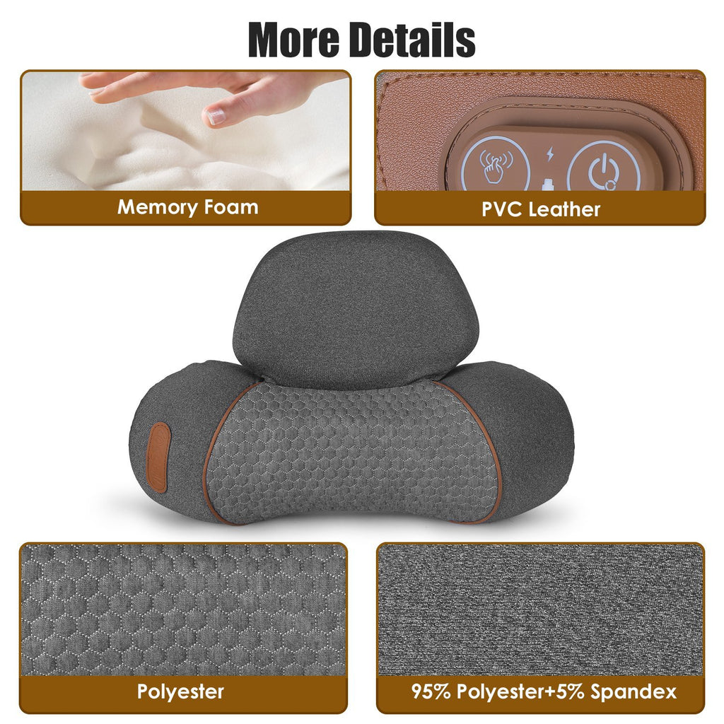 1 Set 3 In 1 Neck Massager Pillow With Vibration Heating Airbag Stretching Memory Foam Fillings Ergonomic Massager With Portable Storage Bag Eye Mask