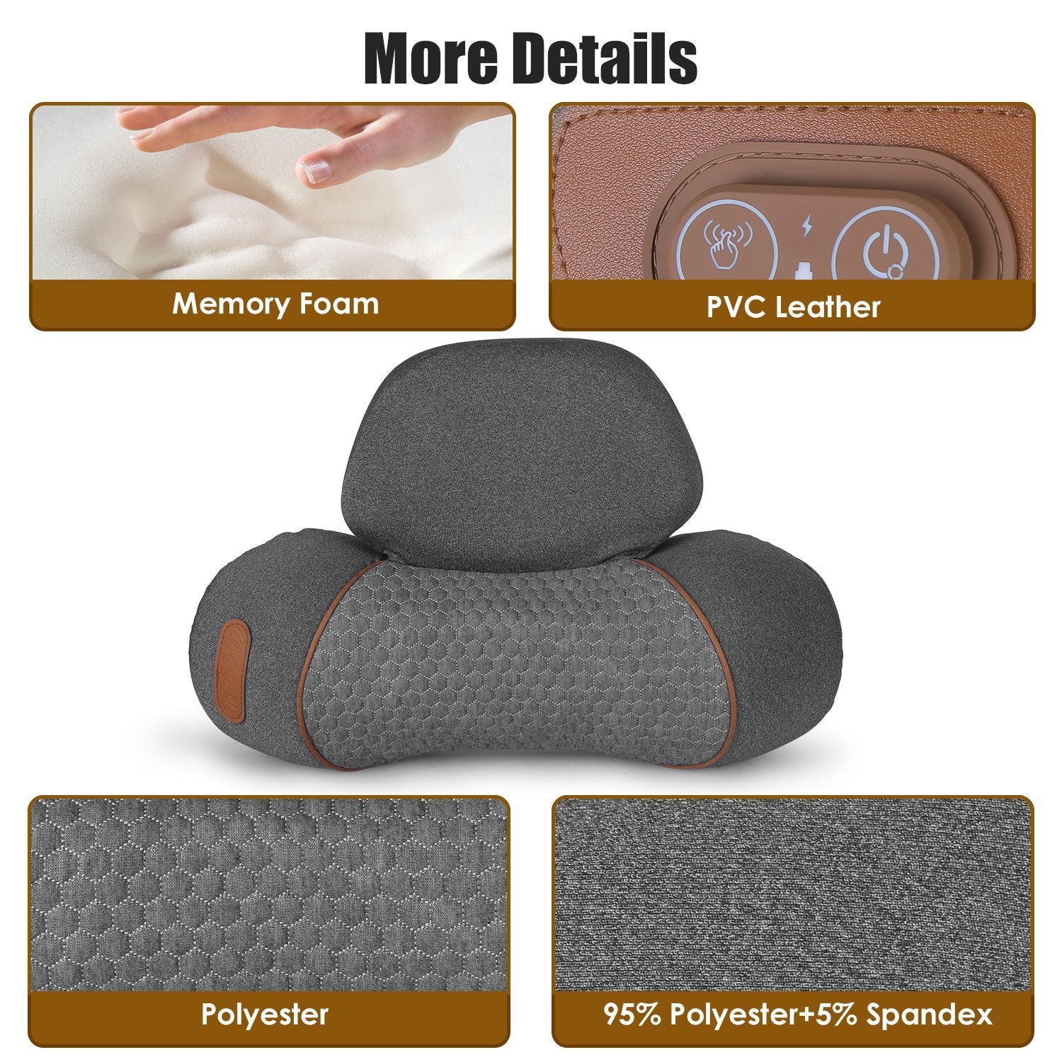 1 Set 3 In 1 Neck Massager Pillow With Vibration Heating Airbag Stretching Memory Foam Fillings Ergonomic Massager With Portable Storage Bag Eye Mask