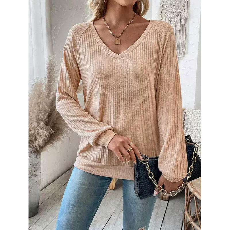 Women's Lace Open Back Top Long Sleeve V-Neck Dressy Casual Shirt For Fall