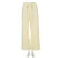 Fashion Casual Loose Drawstring Tight Waist Solid Color Trousers