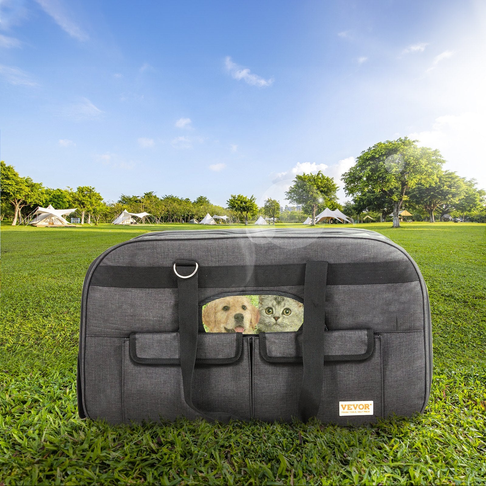 Cat Carrier With Wheels, Rolling Pet Carrier With Telescopic Handle And Shoulder Strap, Dog Carrier With Wheels For Pets Under 35 Lbs, With 1 Folding Bowl, Black