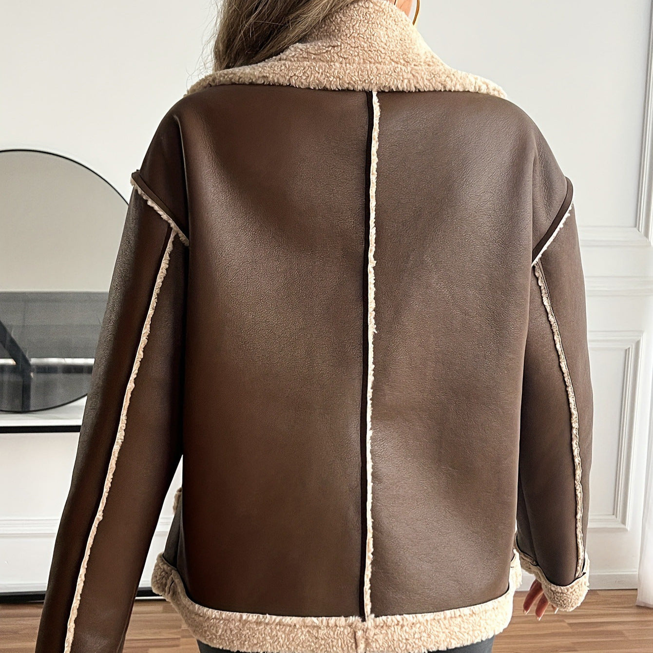 Women's Lamb Wool Locomotive Style Thick Coat