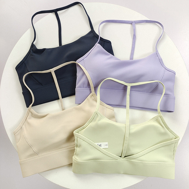 Thin Strap Halter Yoga Shockproof Push Up And Anti-sagging Bra