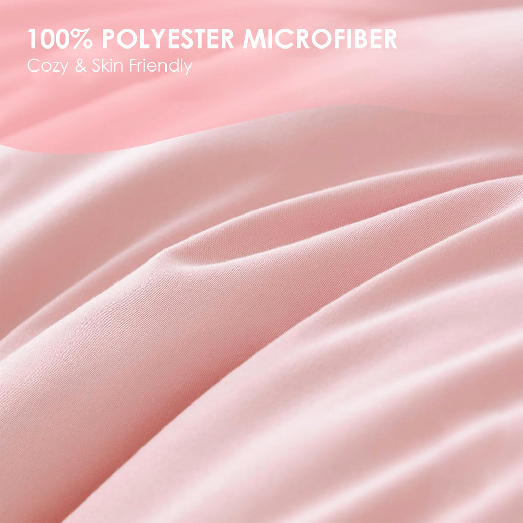 Three-piece Bedding Set With Solid Color Quilt Cover And Pillowcase, Three-piece Bedding Set - Super Soft Microfiber Hotel Series - Brushed Super Soft And Machine Washable, Cute Pink Three-piece Set W