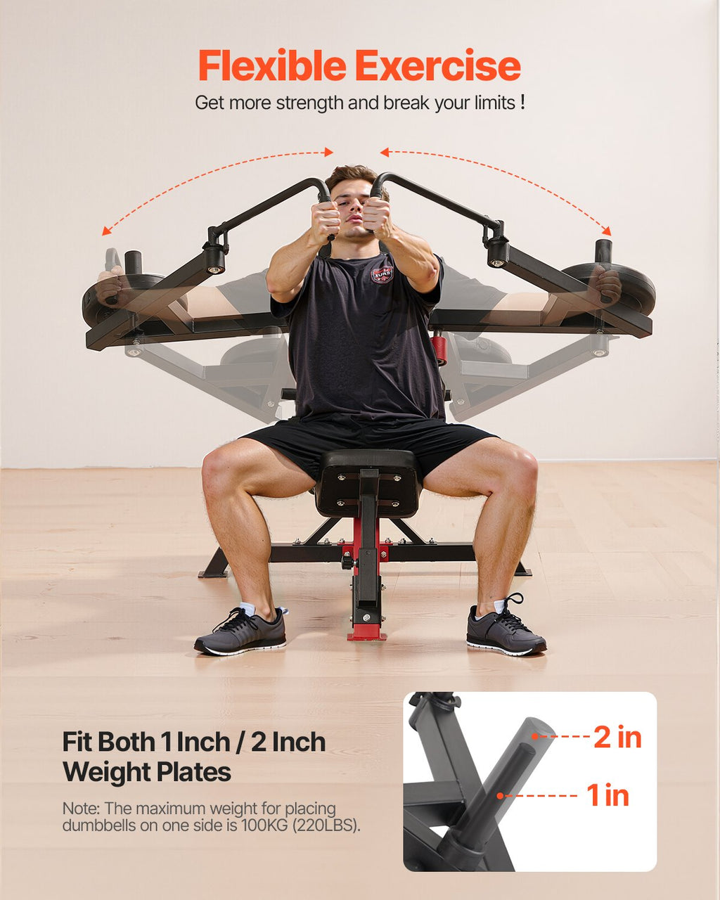 Incline Chest Fly And Rear Delt Fly Machine, 450 LBS Chest Machine, Adjustable Fitness Chest Bench Set, Home Gym Equipment For Upper Body Strength Training Machine