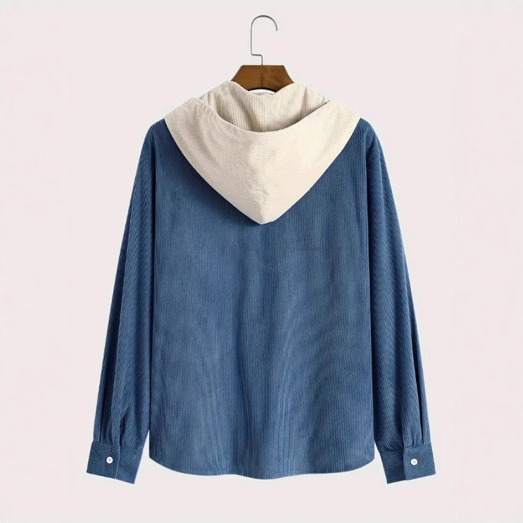 Striped Cardigan Shirt Men's Button Corduroy Jacket