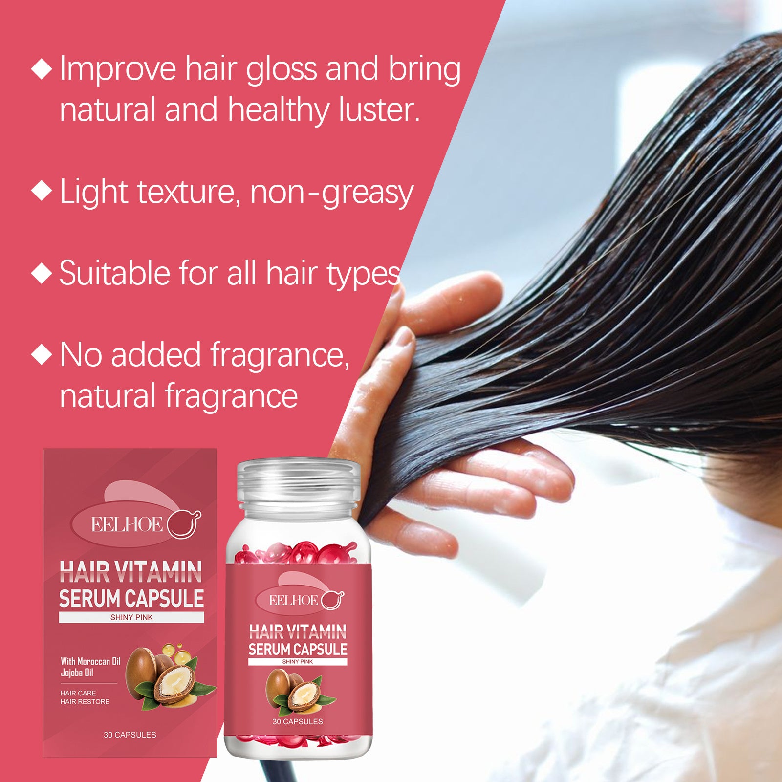 EELHOE Hair Oil Care Capsules - Relieve Dry, Frizzy, Split Ends For Smooth Hair Care Hair Oil.