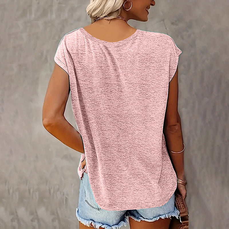 4Pack Women's V-Neck Short Sleeve T-Shirts - Summer Casual Solid Color Tops