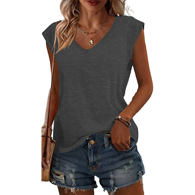 4Pack Women's V-Neck Short Sleeve T-Shirts - Summer Casual Solid Color Tops