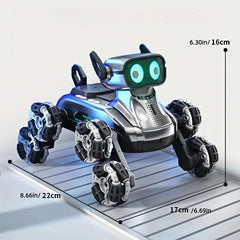 Silver Eight-wheel Stunt Dual Remote Control Robot Dog