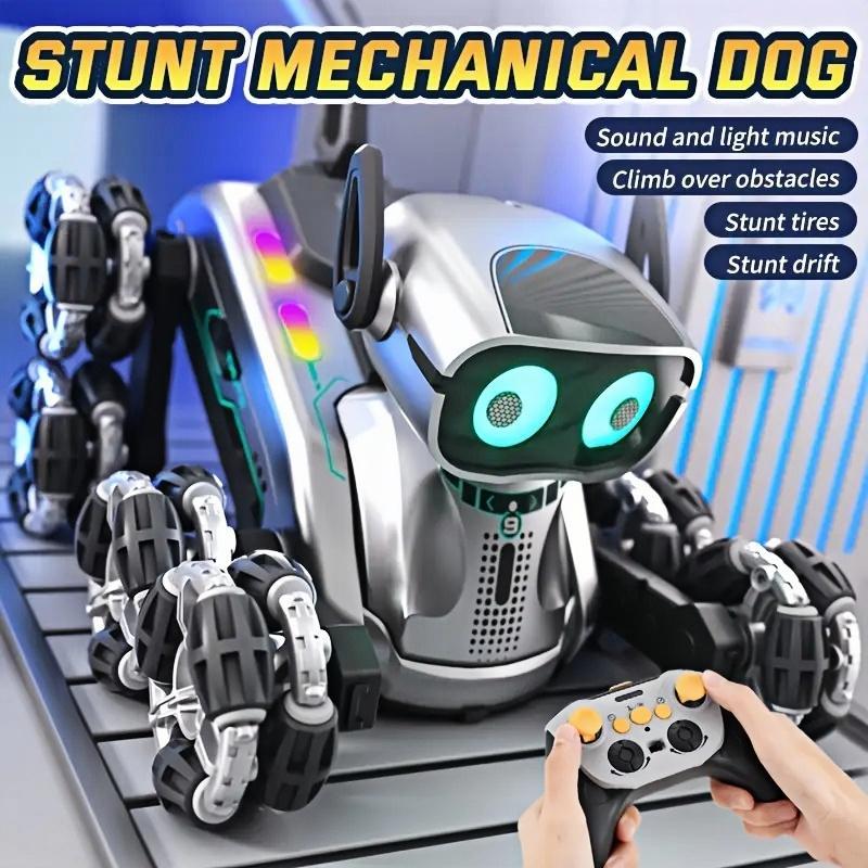 Silver Eight-wheel Stunt Dual Remote Control Robot Dog