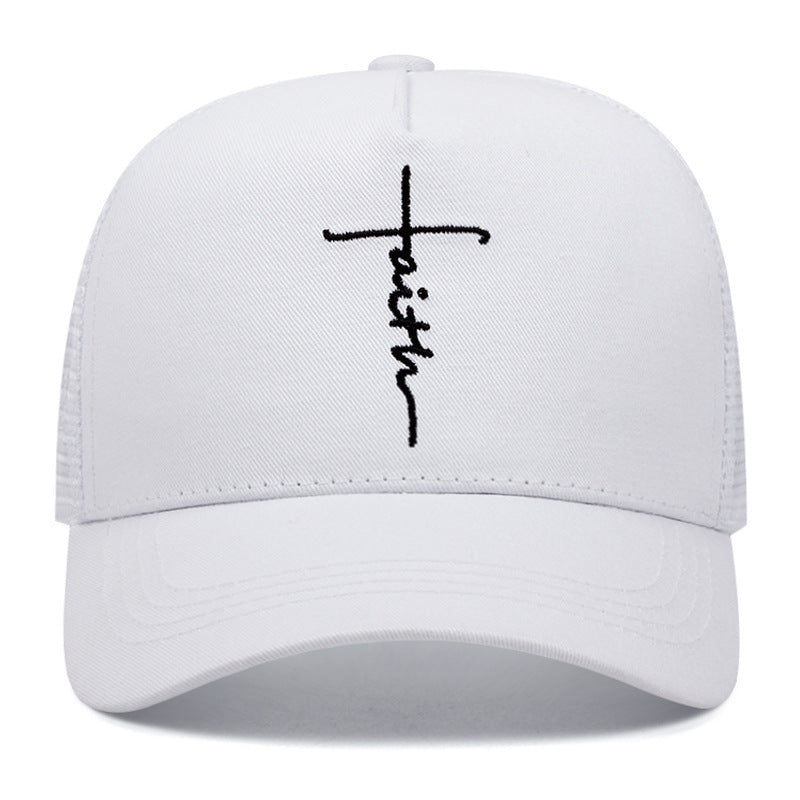 Cross English Embroidery Breathable Baseball Cap