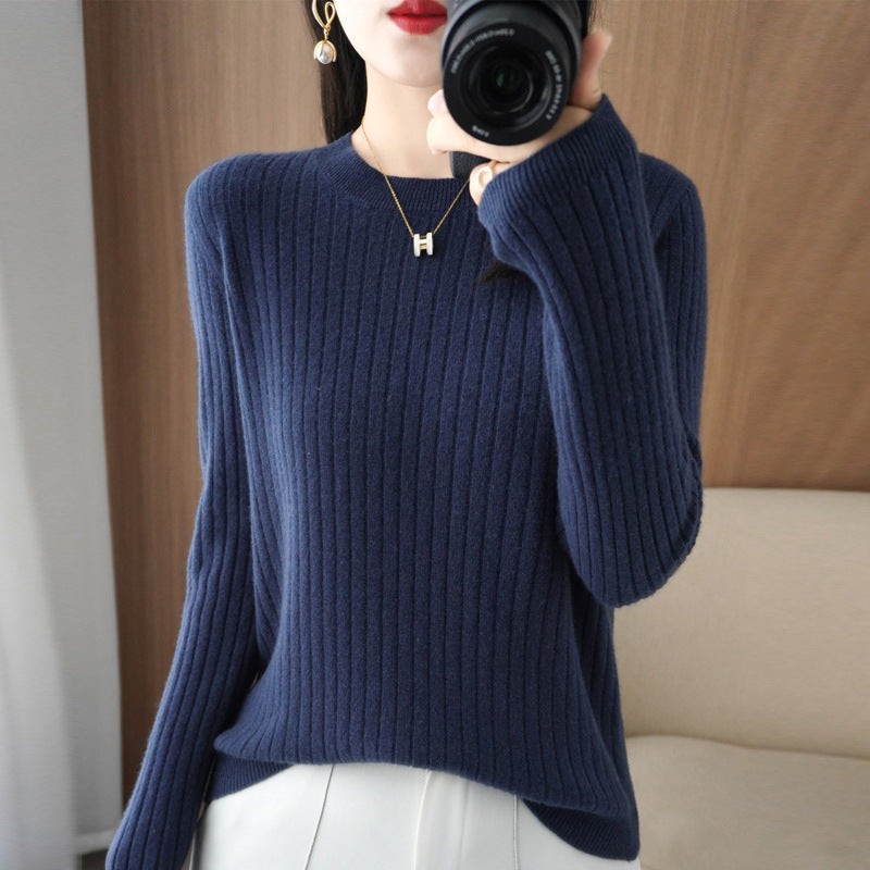 Autumn Women's Knitwear Round Neck Sweater For Women Low Collar Bottoming