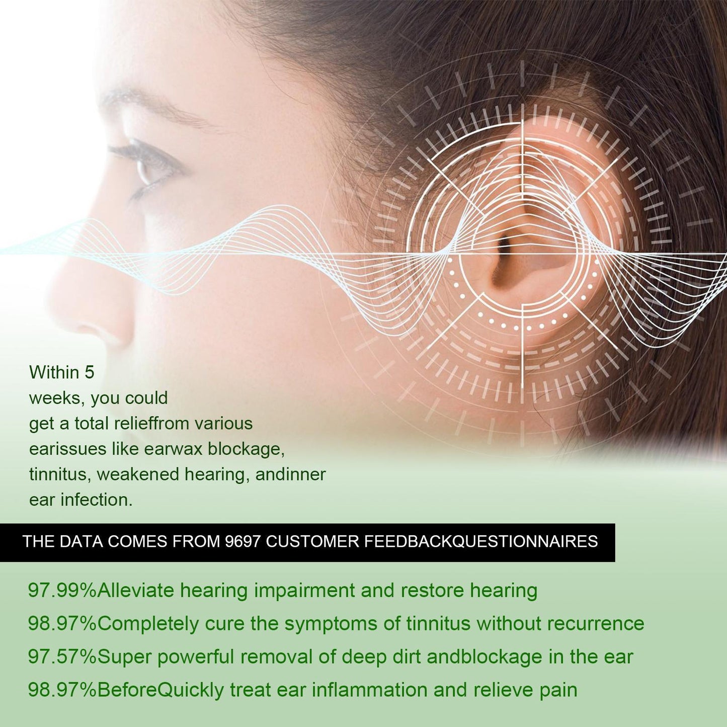 Erlebao Ear Soothing Health Care Ear Drops, Relieve Inner Ear Blockage And Tinnitus Discomfort