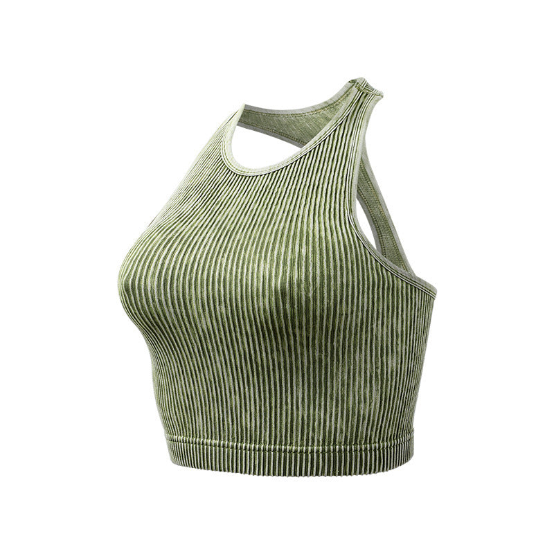 Seamless Ribbed Single Layer Without Cup Sports Bra Underwear