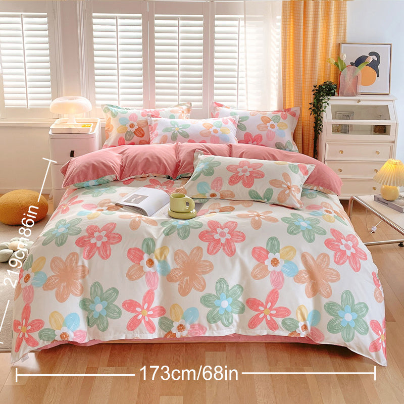3 Piece Spring Floral Duvet Cover Set For Women Adults Home Bedroom Flowers Bedding Set With 2 Pillowcases Twin Full Queen King Size