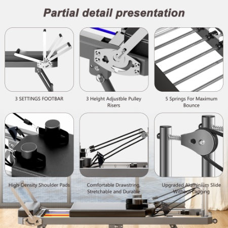 Pilates Core Bed, Foldable Home High Quality, Yoga Studio Same Commercial Fitness Equipment, Black