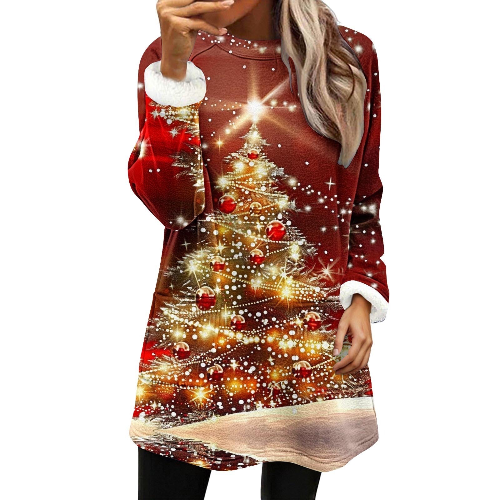 Snowman Digital Printing Casual Wide-sleeved Velvet Loose Sweater