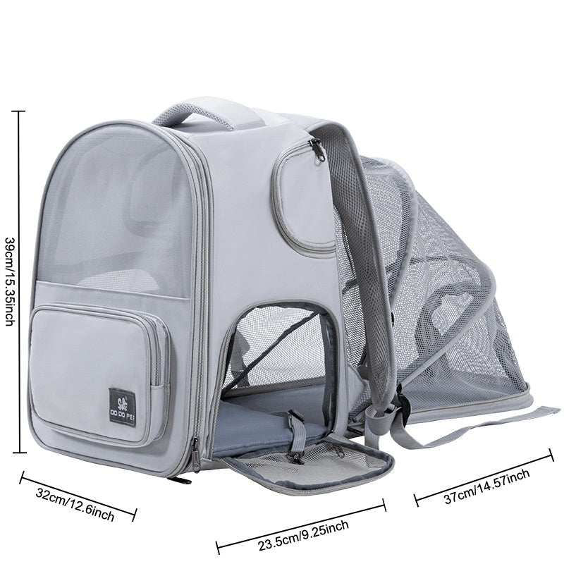 Adventure-Ready, Expandable Pet Carrier. Backpack - Large Capacity, Nylon, Zip Closure For Cats & Dogs - Ideal For Outings