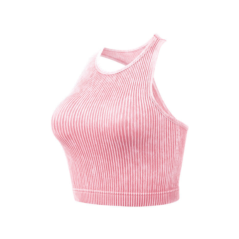 Seamless Ribbed Single Layer Without Cup Sports Bra Underwear