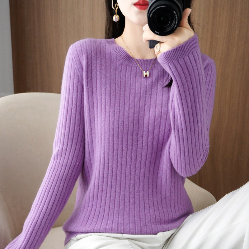 Autumn Women's Knitwear Round Neck Sweater For Women Low Collar Bottoming