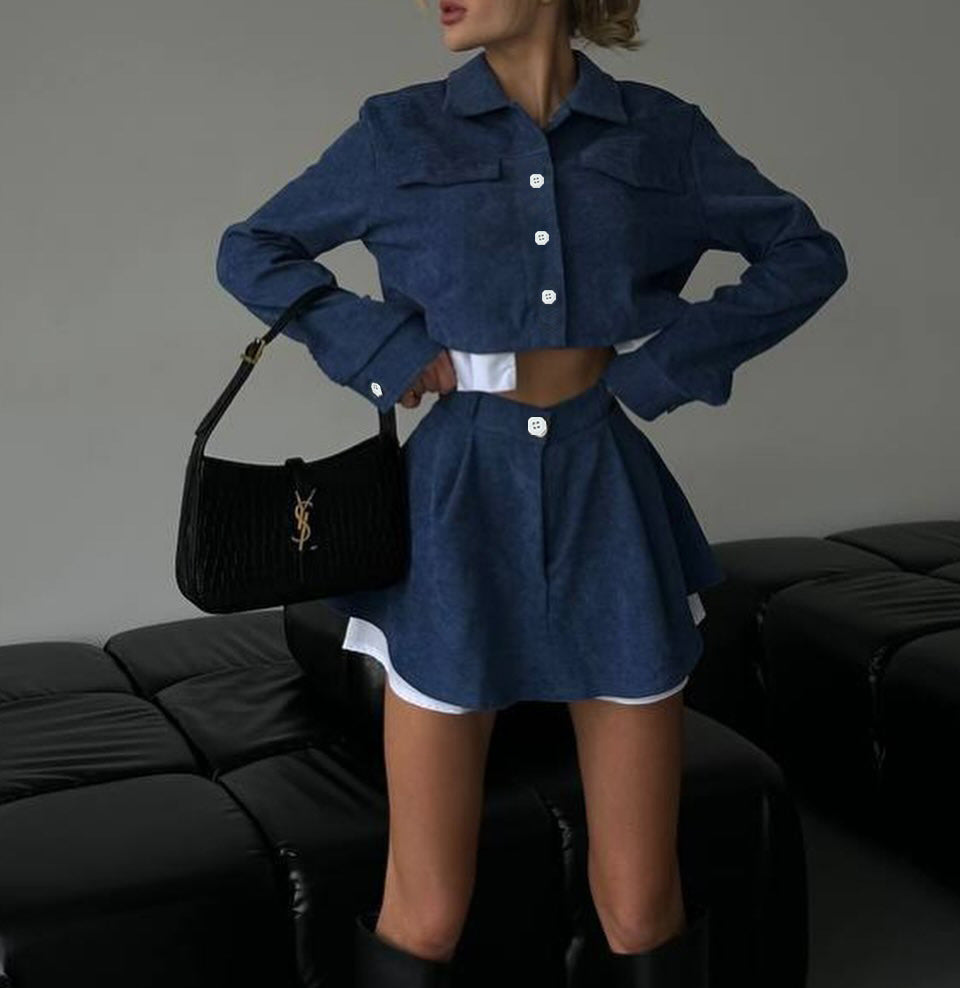 Cardigan Cake Short Skirt Two-piece Women's Clothing