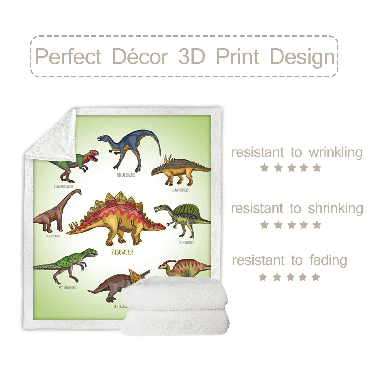 Dinosaur Family Sherpa Fleece Throw Blanket For Boys Girls Adults 50x60 , 60x80 Fuzzy Soft Warm Blanket For All Seasons