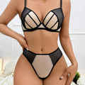 Sexy Light Luxury Thick Cup Underwear Push Up Breast Holding Anti-sagging Adjustable Contrast Color Bra Set