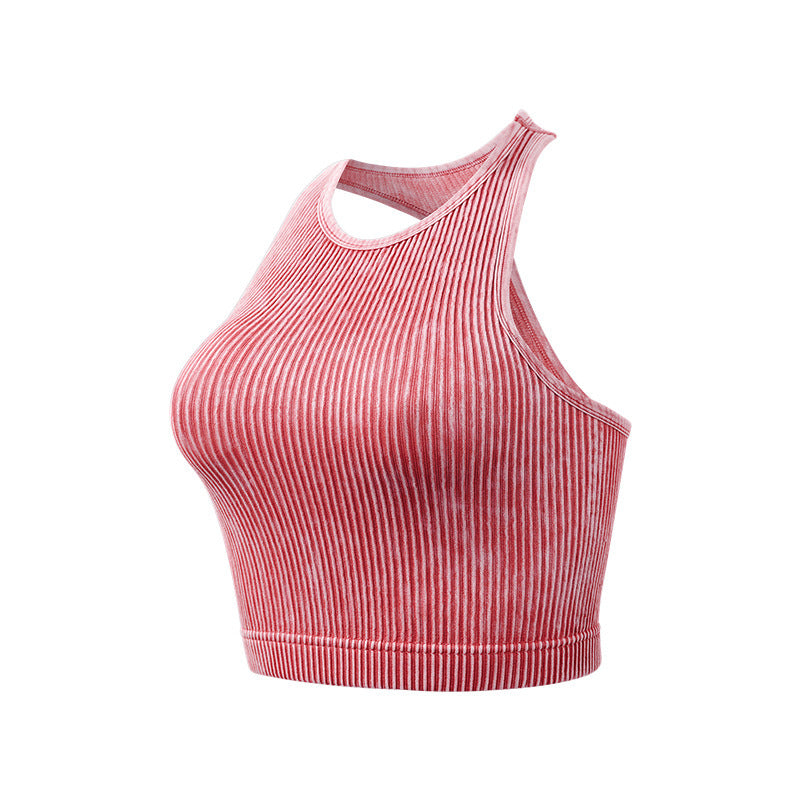 Seamless Ribbed Single Layer Without Cup Sports Bra Underwear