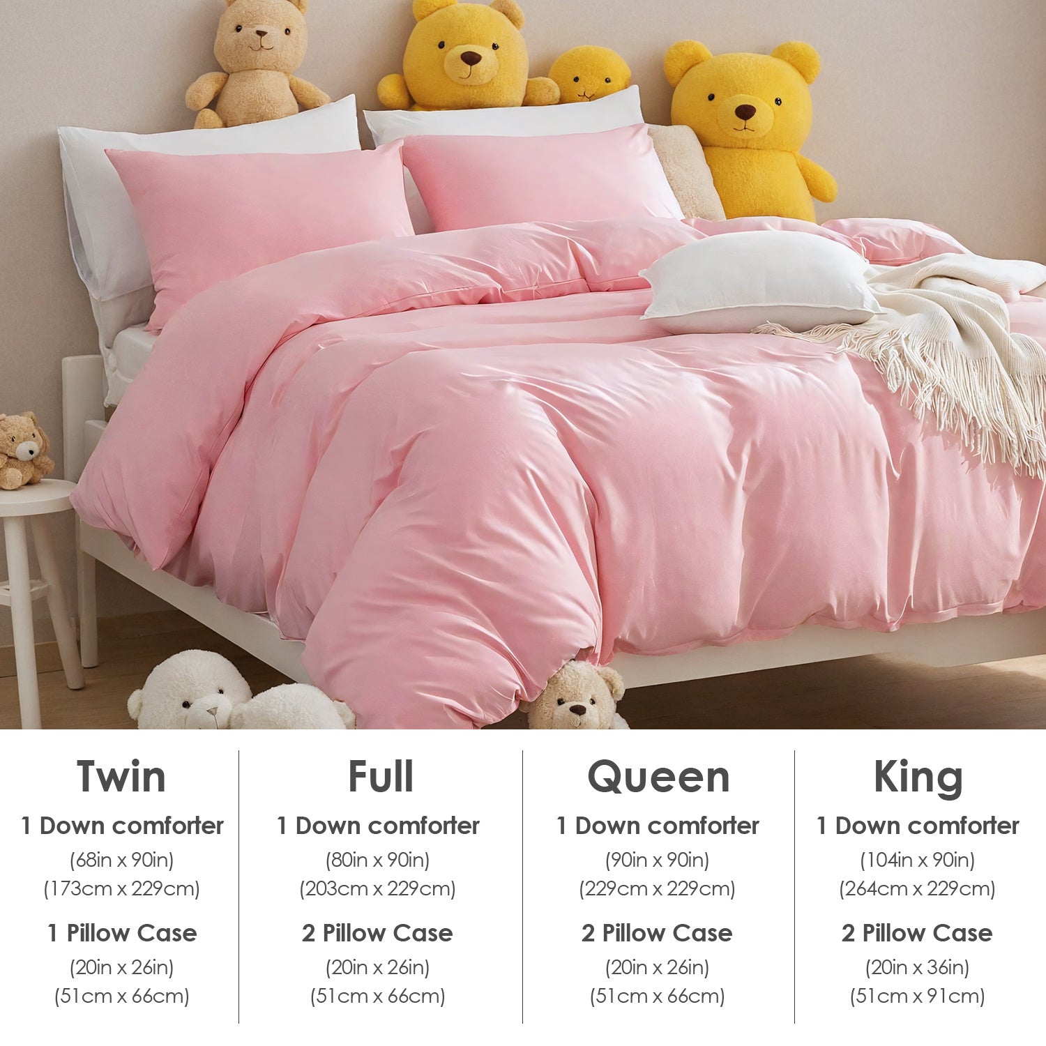 Three-piece Bedding Set With Solid Color Quilt Cover And Pillowcase, Three-piece Bedding Set - Super Soft Microfiber Hotel Series - Brushed Super Soft And Machine Washable, Cute Pink Three-piece Set W