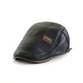 Fashionable All-match PU Leather Peaked Cap Fleece-lined Warm