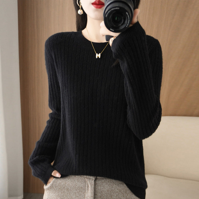 Autumn Women's Knitwear Round Neck Sweater For Women Low Collar Bottoming