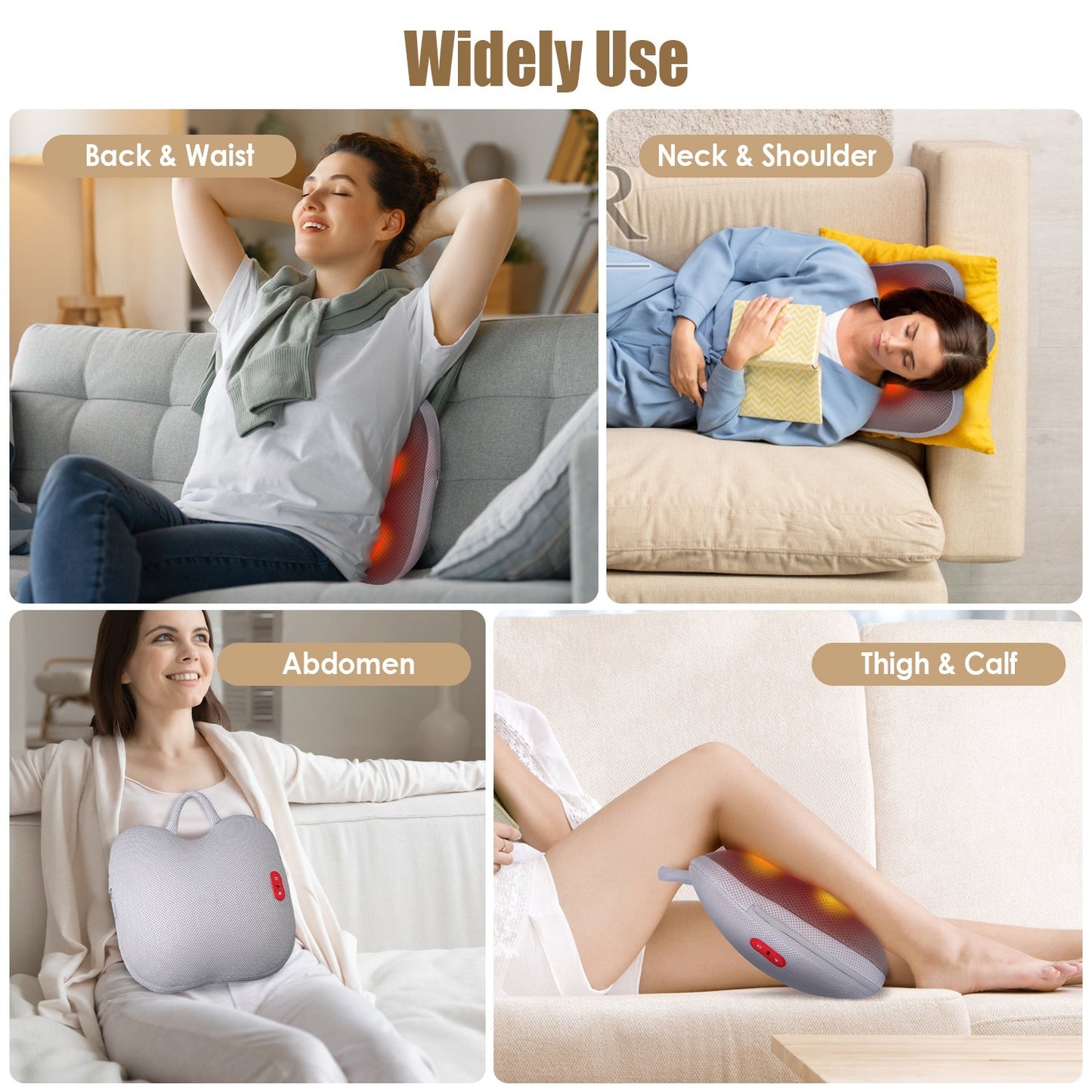 1Pc Shiatsu Back And Waist Massager With Heat Cordless Rechargeable Kneading Lower Back Massage Pillow Portable Lumbar Massager For Home Car Office