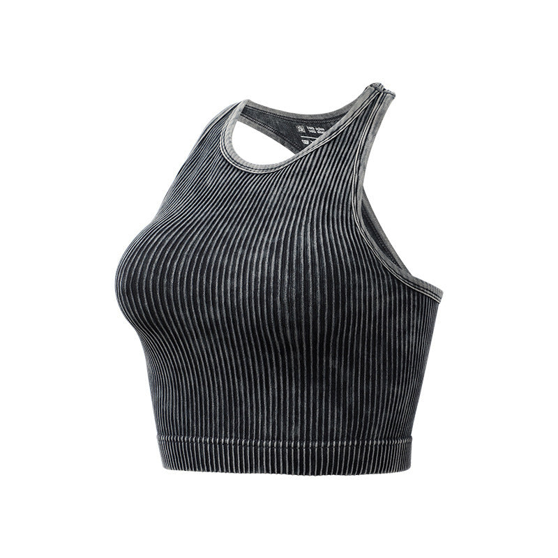 Seamless Ribbed Single Layer Without Cup Sports Bra Underwear