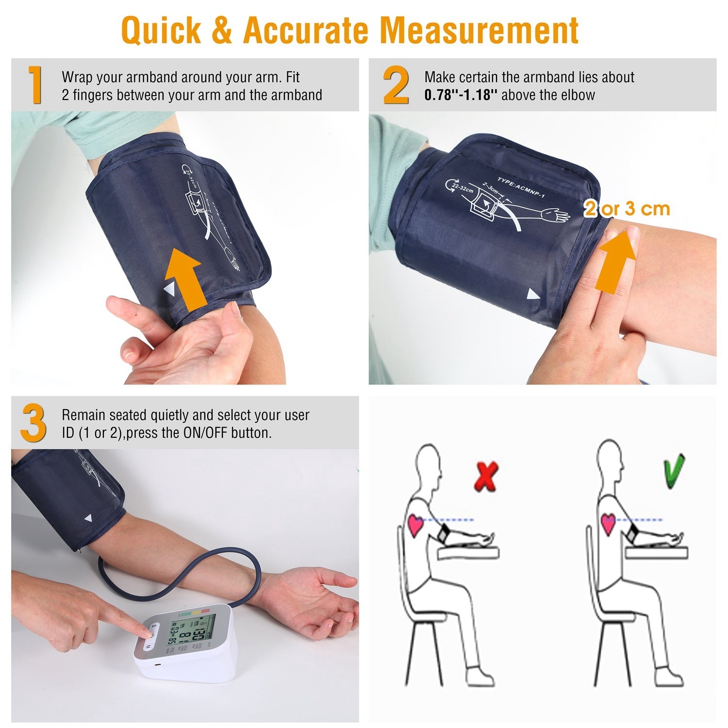 1Pc Digital Arm Blood Pressure Monitor LCD Digital Heart Beat BP Gauge Health Test With Voice