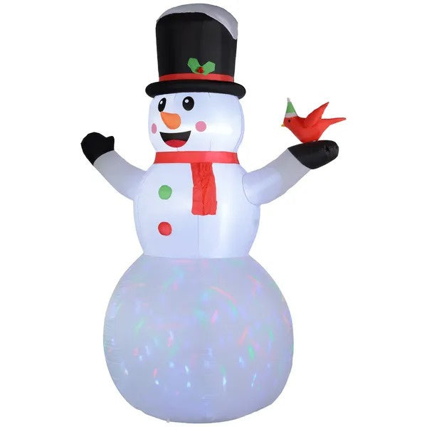 12FT Christmas Inflatable Decorations, Xmas Blow Up Snowman With Rotating Colorful LED Light For Indoor, Outdoor