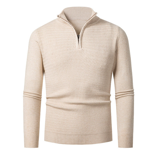 Men's Solid Color Half Zipper Sweater