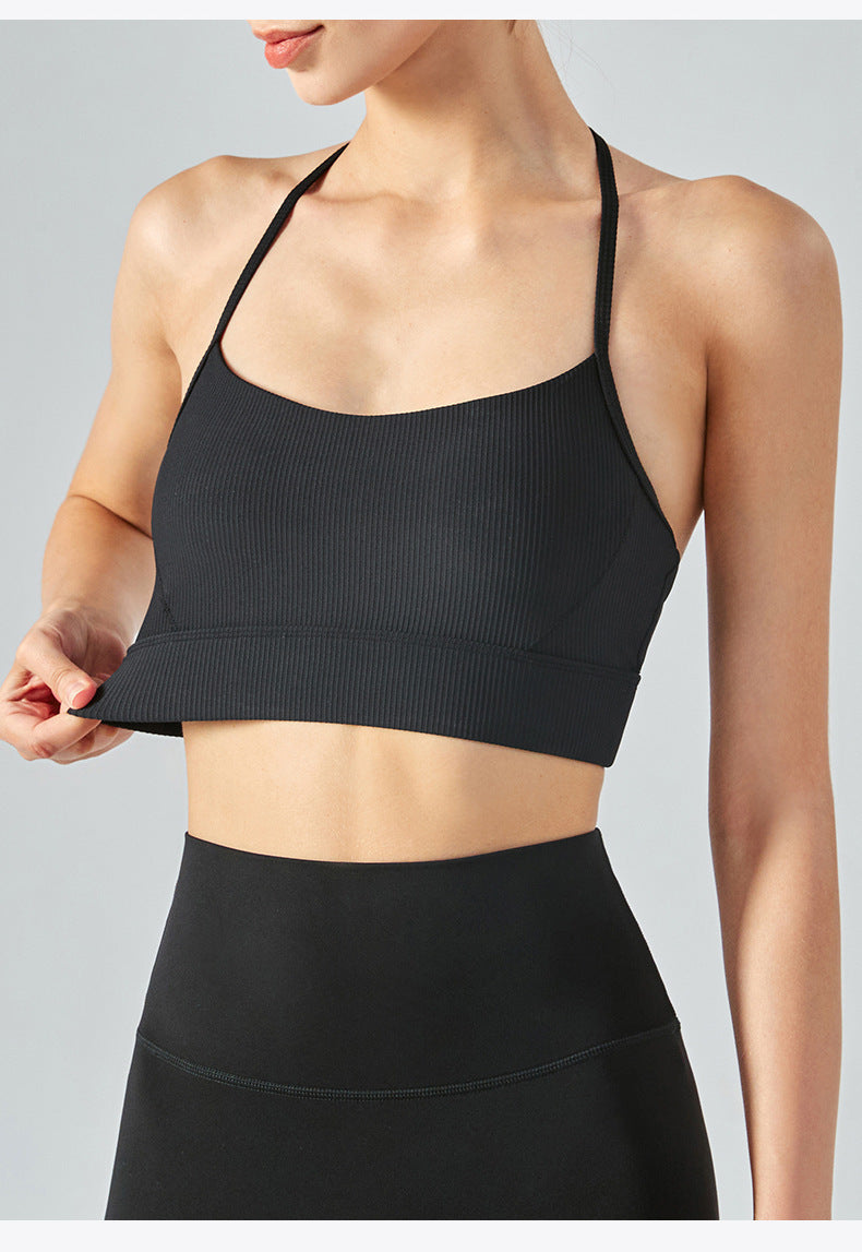 Thin Strap Halter Yoga Shockproof Push Up And Anti-sagging Bra