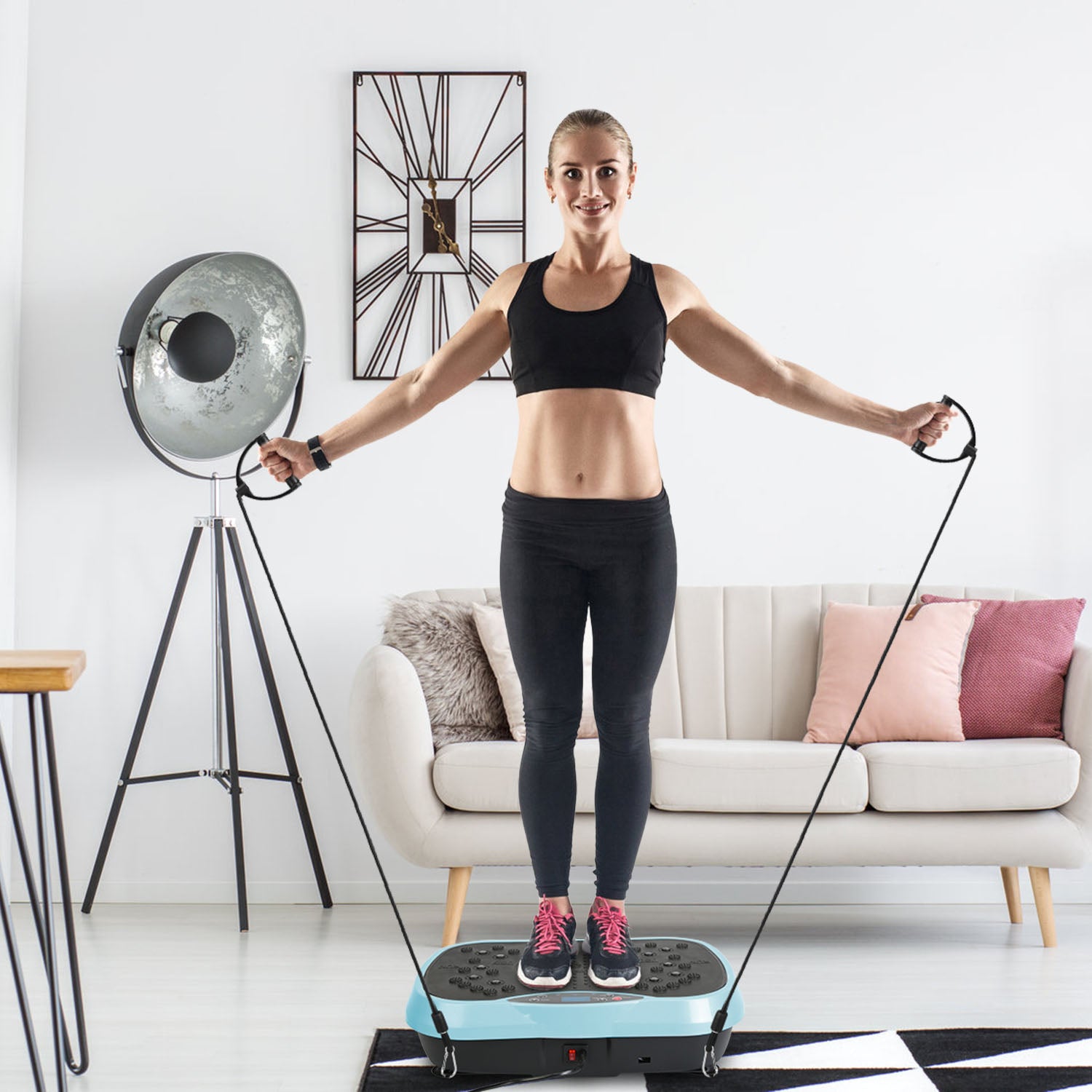 1Pc Vibration Exercise Machine With Resistant Bands Remote Control Whole Body Vibration Platform Workout Equipment Home Fitness Training Equipment For Weight Loss Fat Burner