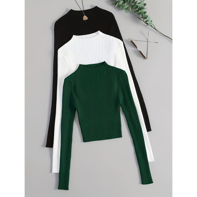 Layer 3pcs Set Stand Collar Ribbed Base Layer