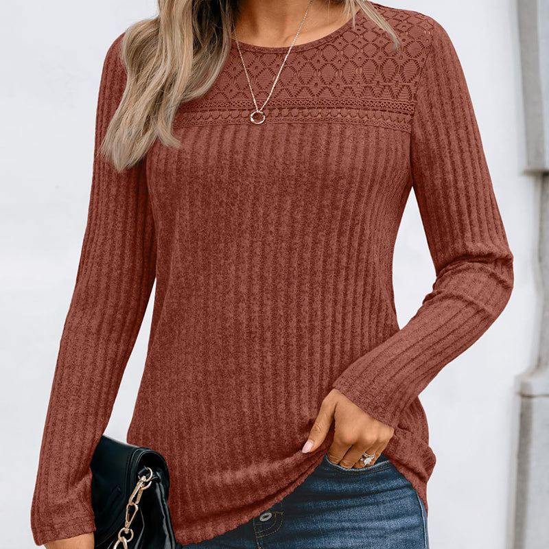 Women's Hollow Out Pullover - Soft Lightweight Long Sleeve Top For 2025 Spring Fall Outfits