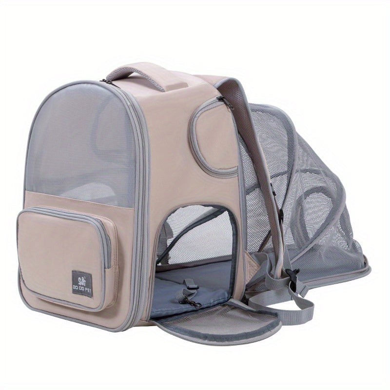 Adventure-Ready, Expandable Pet Carrier Backpack - Large Capacity, Nylon, Zip Closure For Cats & Dogs - Ideal For Outings